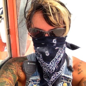 Being a machine operator is dusty work in a whiteout