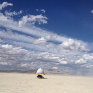 Scrubbing Bubbles art car rides off toward the Calico Mountains