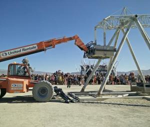 That one time when I was famous at Burning Man. Cocking the counter weight to the trebuchet
